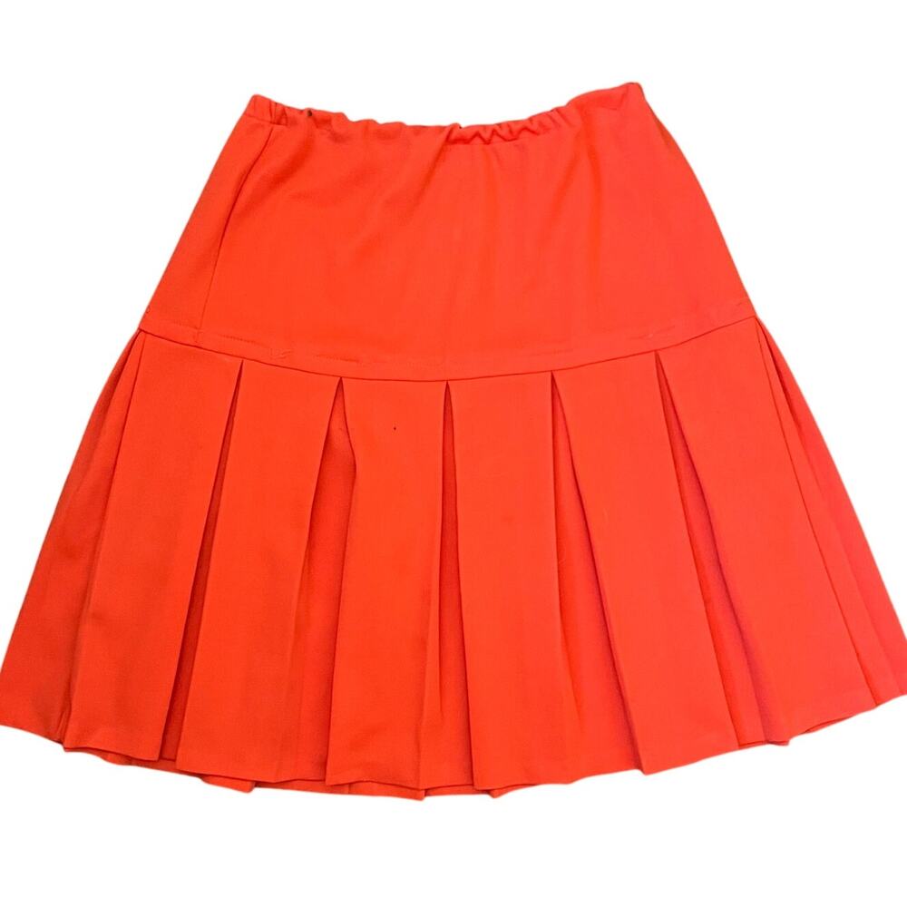 Vintage 70s Red Pleated Tennis Skirt Mini Act III USA Elastic Waist XS